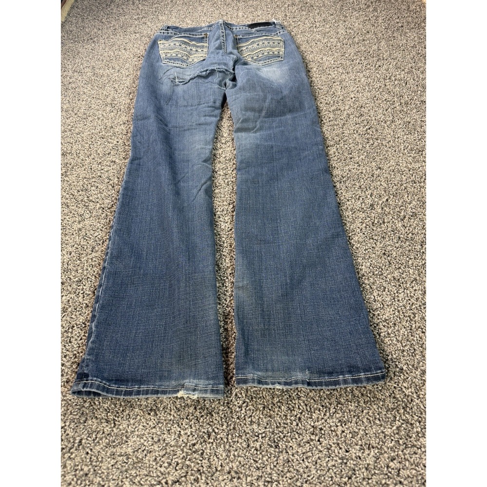Rock & Roll Cowgirl Riding Bootcut Jeans Women's Size 30x36 Blue Baggy